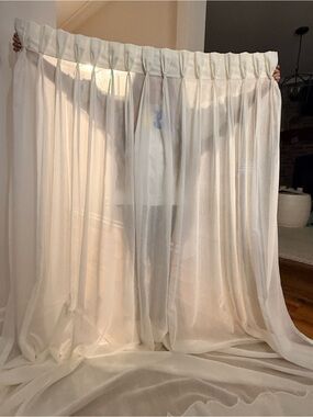 Sheer Ivory Curtain Panels Soft Draped Window Panels set of 2